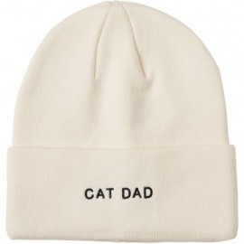 Skullies & Beanies Cat Dad Embroidery Knit Beanie Toque - White - CH18A90ZQ0A $19.62