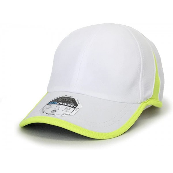 Baseball Caps Plain Pro Cool Mesh Low Profile Adjustable Baseball Cap - Upf 50+ White/Neon Yellow - CC18ERCZ8ZC $14.57