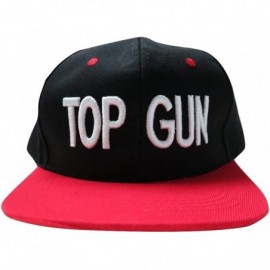 Baseball Caps Top Gun Adjustable Snapback Flat Bill Hat Baseball Cap Black and Red - C517YXONDC0 $23.35