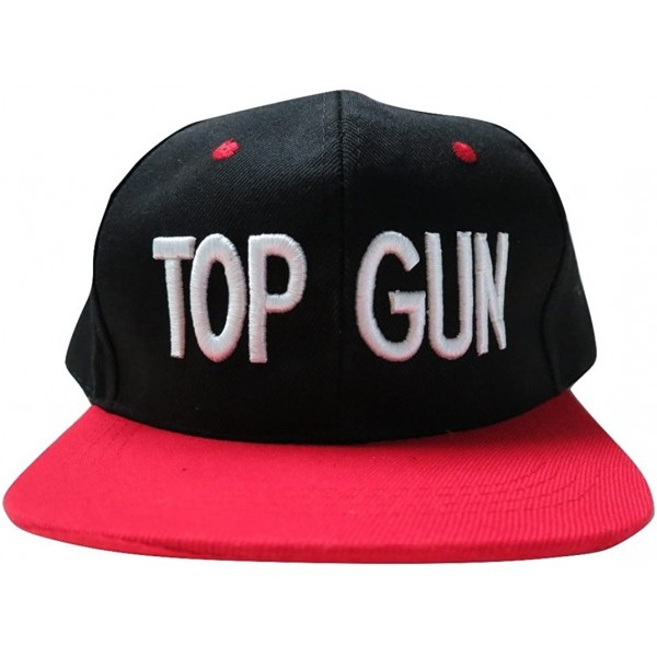 Baseball Caps Top Gun Adjustable Snapback Flat Bill Hat Baseball Cap Black and Red - C517YXONDC0 $10.56