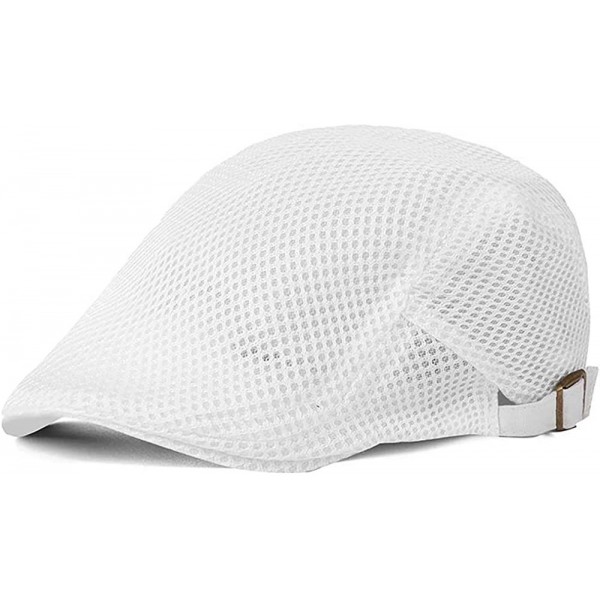 Newsboy Caps Men's Mesh Summer Hat Flat Ivy Cap Gatsby Newsboy Hat Hunting Cap - Mesh White - CH18S6NWSDY $8.41