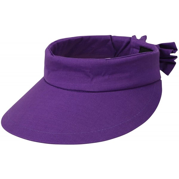 Sun Hats Women's Sportswear Sweat Absorbent Visor Hat w/Ribbon Bow - Purple (as Sample) - CX18C5TKH85 $14.20
