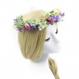 Headbands Flower Garland Crown Wreath Boho Floral Headband Halo Headpiece with Adjustable Ribbon for Wedding Party (13) - C21...