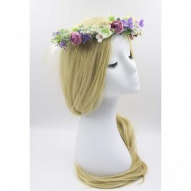 Headbands Flower Garland Crown Wreath Boho Floral Headband Halo Headpiece with Adjustable Ribbon for Wedding Party (13) - C21...