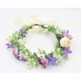 Headbands Flower Garland Crown Wreath Boho Floral Headband Halo Headpiece with Adjustable Ribbon for Wedding Party (13) - C21...