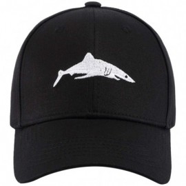 Baseball Caps Shark Baseball Cap Adjustable Plain Cotton Dad Hat Black - CQ18O53S3CK $8.35