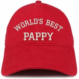 Baseball Caps World's Best Pappy Embroidered Soft Crown 100% Brushed Cotton Cap - Red - CT17Z38GZGI $35.70