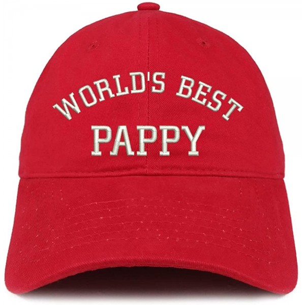 Baseball Caps World's Best Pappy Embroidered Soft Crown 100% Brushed Cotton Cap - Red - CT17Z38GZGI $16.96