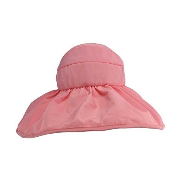 Sun Hats Adjustable Summer Beach Sun Visor Foldable Roll up Wide Brim Hat Cap for Girls or Lady XMZ11 - Pink - CJ121W62CJJ $1...