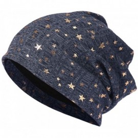 Skullies & Beanies Cold Weather Hats- Full Five-Star Male and Female Five-Pointed Star Knit Hat Pile Cap Ear Protector. - Nav...