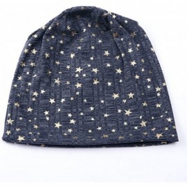 Skullies & Beanies Cold Weather Hats- Full Five-Star Male and Female Five-Pointed Star Knit Hat Pile Cap Ear Protector. - Nav...