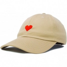 Baseball Caps Pixel Heart Hat Womens Dad Hats Cotton Caps Embroidered Valentines - Khaki - C918LGTCULC $11.98