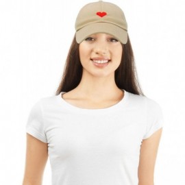 Baseball Caps Pixel Heart Hat Womens Dad Hats Cotton Caps Embroidered Valentines - Khaki - C918LGTCULC $11.98