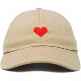 Baseball Caps Pixel Heart Hat Womens Dad Hats Cotton Caps Embroidered Valentines - Khaki - C918LGTCULC $11.98