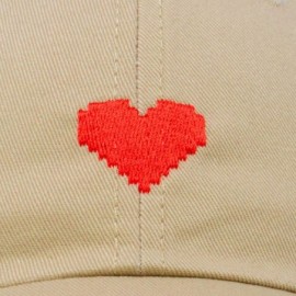 Baseball Caps Pixel Heart Hat Womens Dad Hats Cotton Caps Embroidered Valentines - Khaki - C918LGTCULC $11.98