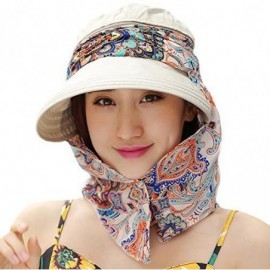 Sun Hats Ladies Summer Beach Cotton Big Brim Foldable Sun Floppy Sunblock Hat Hats Visor - Biege - CM12E5MN3LX $11.12