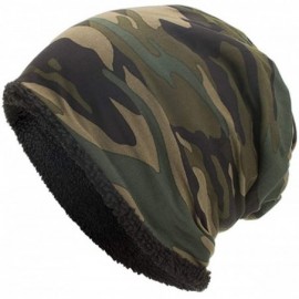 Skullies & Beanies Unisex Daily Beanie Hat Skull Cap Warm Baggy Camouflage Fleece Wool Cable Knit Winter Beanie Hat - Army Gr...