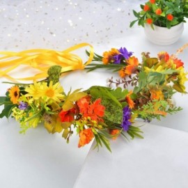 Headbands Flower Wreath Headband Floral Hair Garland Flower Crown Halo Headpiece Boho with Ribbon Wedding Party Photos - 5 - ...