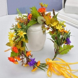Headbands Flower Wreath Headband Floral Hair Garland Flower Crown Halo Headpiece Boho with Ribbon Wedding Party Photos - 5 - ...