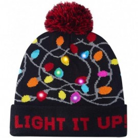 Skullies & Beanies Unisex Ugly Light Up Christmas Knit Beanie Hats 6 Colorful Led Family Xmas Party Holiday Caps - Christmas ...