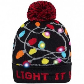 Skullies & Beanies Unisex Ugly Light Up Christmas Knit Beanie Hats 6 Colorful Led Family Xmas Party Holiday Caps - Christmas ...