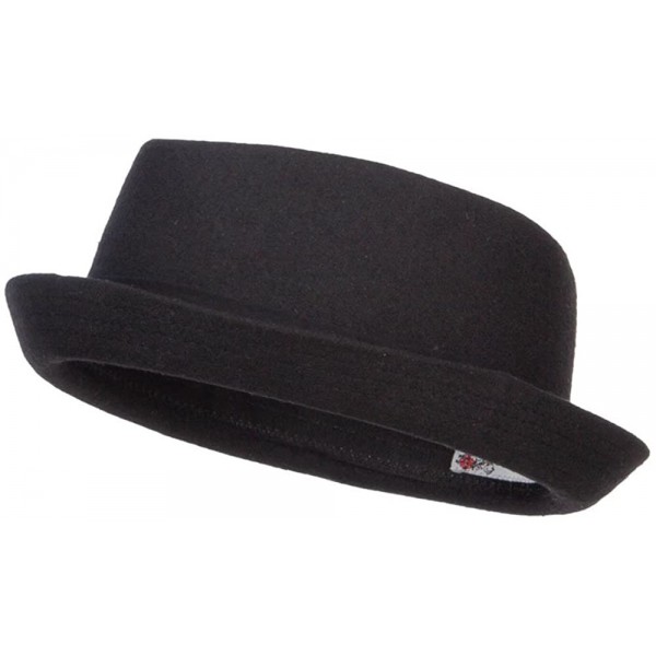 Fedoras Wool Upbrim Pork Pie Fedora - Black - CU12MXTLU59 $23.31