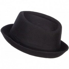 Fedoras Wool Upbrim Pork Pie Fedora - Black - CU12MXTLU59 $23.31