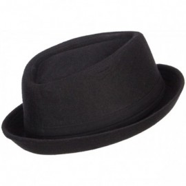 Fedoras Wool Upbrim Pork Pie Fedora - Black - CU12MXTLU59 $23.31