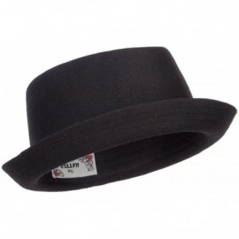 Fedoras Wool Upbrim Pork Pie Fedora - Black - CU12MXTLU59 $23.31