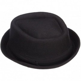 Fedoras Wool Upbrim Pork Pie Fedora - Black - CU12MXTLU59 $23.31