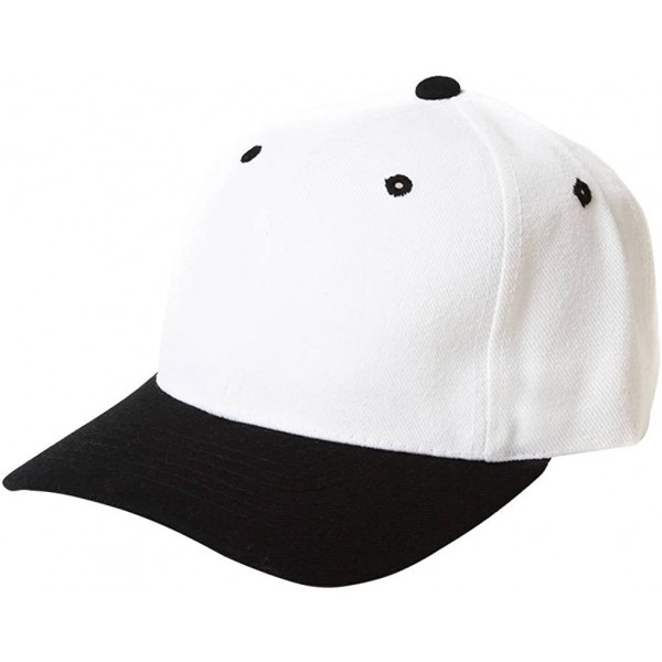 Baseball Caps Curve Bill Adjustable Baseball Cap- White/Black - CS111RZCITZ $7.83