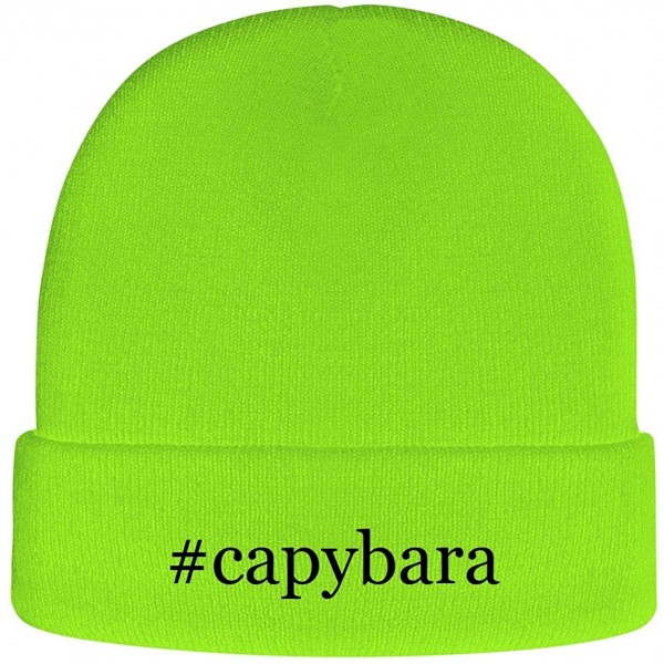 Skullies & Beanies Capybara - Hashtag Soft Adult Beanie Cap - Neon Green - CJ18AXGO0CH $18.07