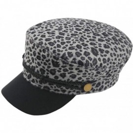 Balaclavas Winter Warm Cap Women's Leopard Print Beret Hat Casual Retro Flat Top Navy Cap - Gray - C518L44MQGS $22.27