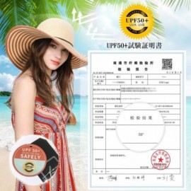 Sun Hats Packable UPF Straw Sunhat Women Summer Beach Wide Brim Fedora Travel Hat 54-59CM - 91559_orange - CS1983WZEKS $21.33