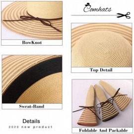 Sun Hats Packable UPF Straw Sunhat Women Summer Beach Wide Brim Fedora Travel Hat 54-59CM - 91559_orange - CS1983WZEKS $21.33