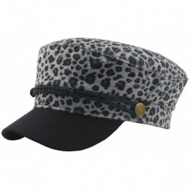 Balaclavas Winter Warm Cap Women's Leopard Print Beret Hat Casual Retro Flat Top Navy Cap - Gray - C518L44MQGS $11.66