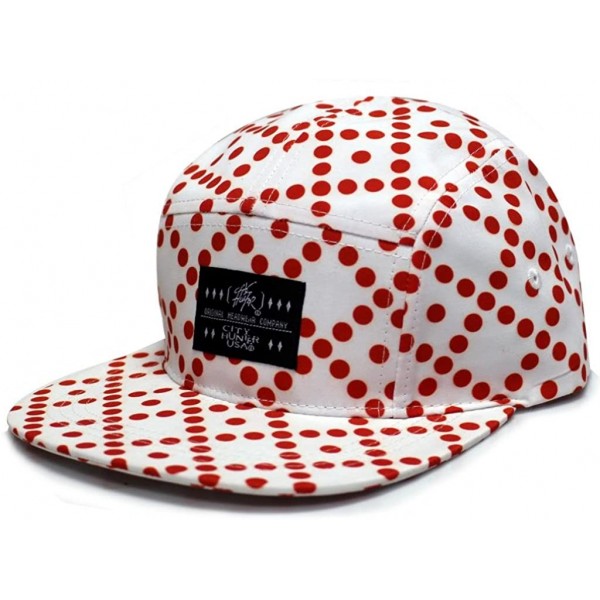 Baseball Caps Flower 5 Panel Biker Hat - Red Dots - CR121SCC1P7 $9.82