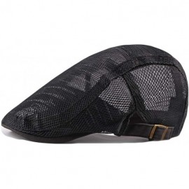 Newsboy Caps Summer Men Women Casual Beret Hat Flat Cap Hat Adjustable Breathable Mesh Caps - Black 6 - CL199I7UNAY $51.50