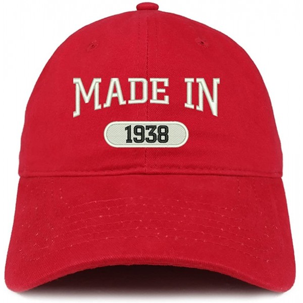 Baseball Caps Made in 1938 Embroidered 82nd Birthday Brushed Cotton Cap - Red - CP18C97942T $21.35