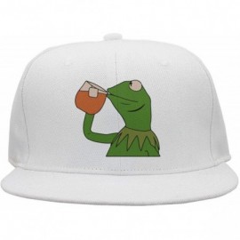 Skullies & Beanies Tea Lizard None of My Business Strapback Hat Sipping Tea Meme Adjustable Cap - Funny-green-frog-sipping-te...