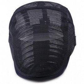 Newsboy Caps Summer Men Women Casual Beret Hat Flat Cap Hat Adjustable Breathable Mesh Caps - Black 6 - CL199I7UNAY $24.86