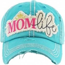 Baseball Caps JP Adjustable Mom Life Princess Crown Vintage Distressed Womens Ladies Hat Cap - Turquoise Blue - CG18DY02L0Z $...