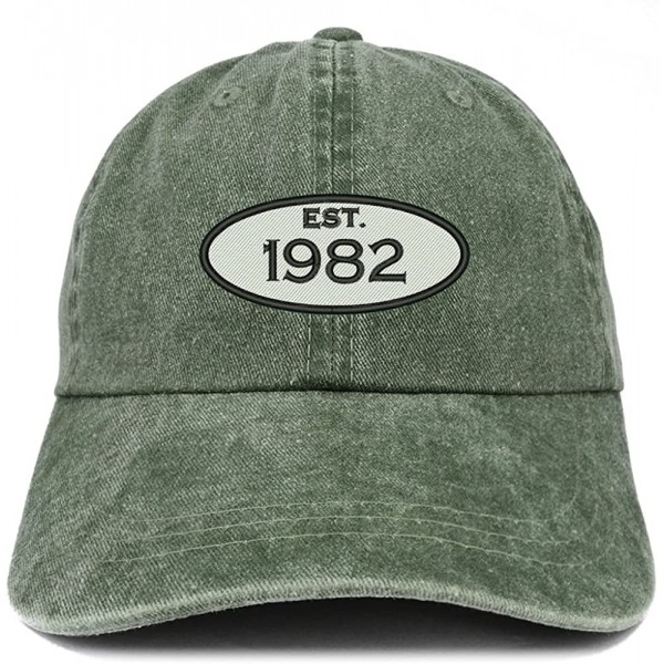 Baseball Caps Established 1982 Embroidered 38th Birthday Gift Pigment Dyed Washed Cotton Cap - Dark Green - CB180N4UE3Y $20.60