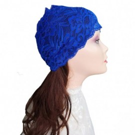 Headbands Stretch Headbands for Women Lace Headcovering for Women Lace Headwrap (Royal Blue) - Royal Blue - CN198HDSMZI $11.40