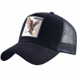 Baseball Caps Unisex Animal Mesh Trucker Hat Snapback Square Patch Baseball Caps - Black Eagle - C118TWXY2DA $14.56