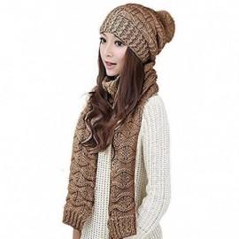 Skullies & Beanies Women Girls Winter Warm Fashion Knitted Hat Beanie Scarf Set - Cinnamon - CX192L86II4 $35.34