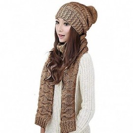 Skullies & Beanies Women Girls Winter Warm Fashion Knitted Hat Beanie Scarf Set - Cinnamon - CX192L86II4 $17.87