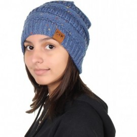 Skullies & Beanies Knit Beanie Trendy Warm Chunky Thick Soft Warm Winter Hat Beanie Skully - Confetti Denim Blue - CA189LGR5G...
