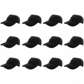 Baseball Caps Baseball Caps 100% Cotton Plain Blank Adjustable Size Wholesale LOT 12 Pack - Black - C2183CCGC2Q $40.22