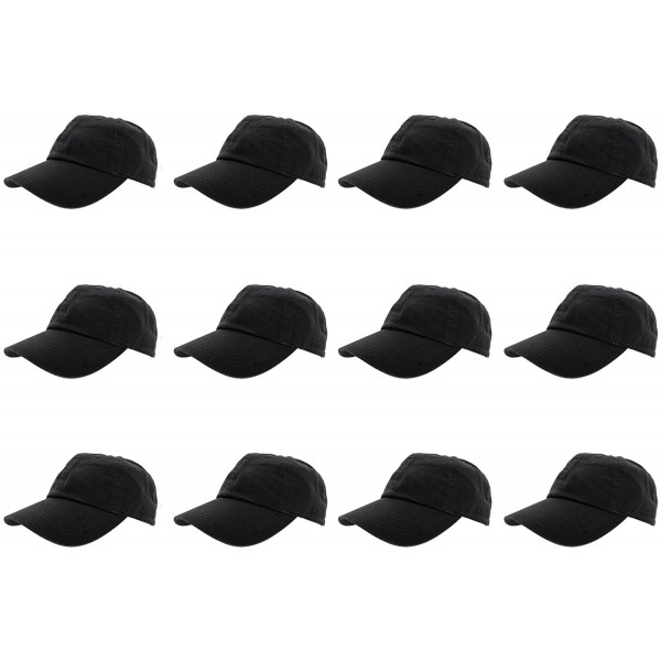 Baseball Caps Baseball Caps 100% Cotton Plain Blank Adjustable Size Wholesale LOT 12 Pack - Black - C2183CCGC2Q $40.22